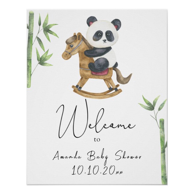 Panda Bear and Bamboo - Welcome Foam Board Poster (Front)