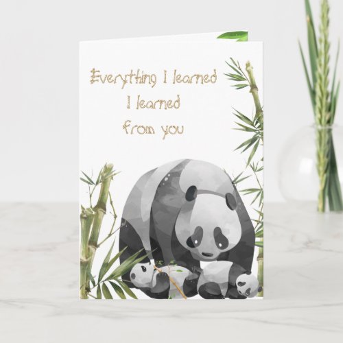 Panda Bear and Cubs Mothers Day Card