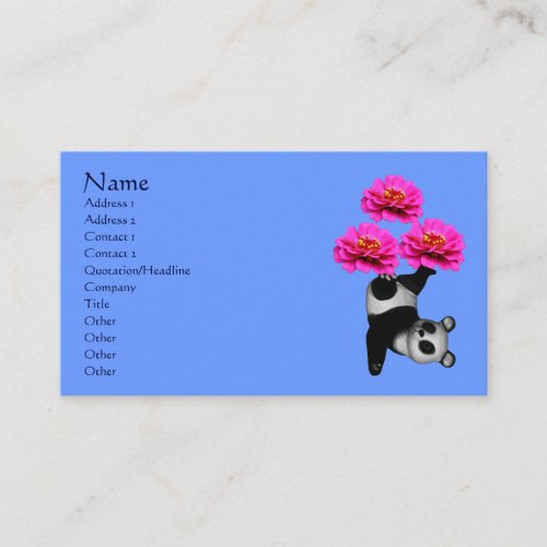 Panda Bear And Flowers Animal Business Card