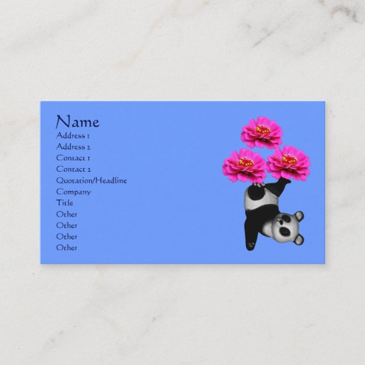 Customizable Panda Bear And Flowers Animal Business Card