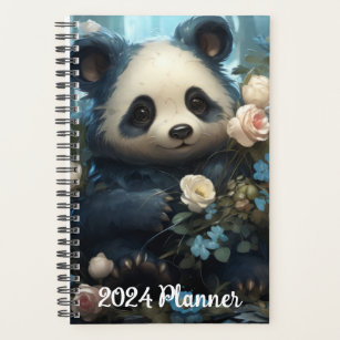 Panda Bear and Flowers Planner