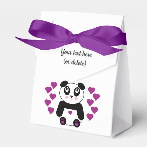 Panda Bear and purple love heartsTent favor box