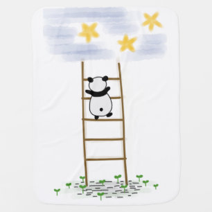 Panda Bear and Stars Baby Blanket