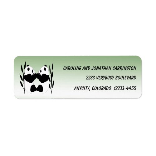 Panda Bear Animals Green Return Address Labels