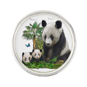 Panda bear art lapel pin