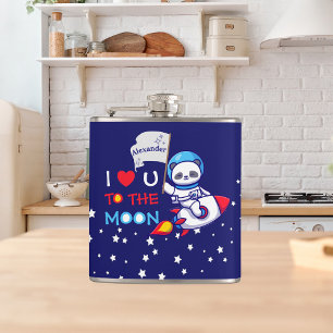 Panda bear astronaut space rocket cute kawaii kids flask