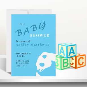 Panda Bear Baby Boy Shower Invitation
