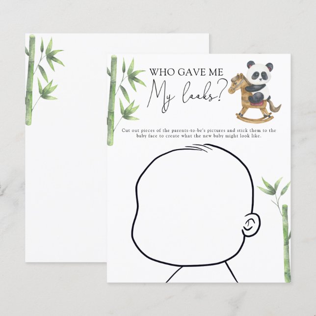 Panda bear baby shower Baby face game (Front/Back)