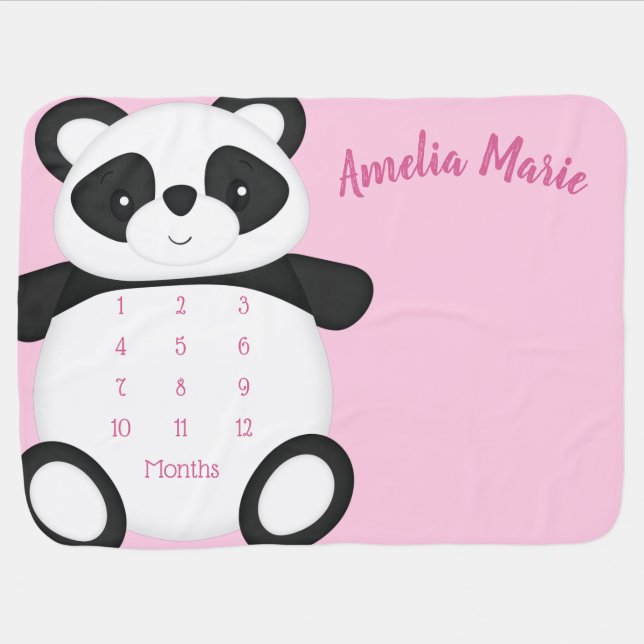 Panda Bear Baby Shower Blanket (Horizontal)