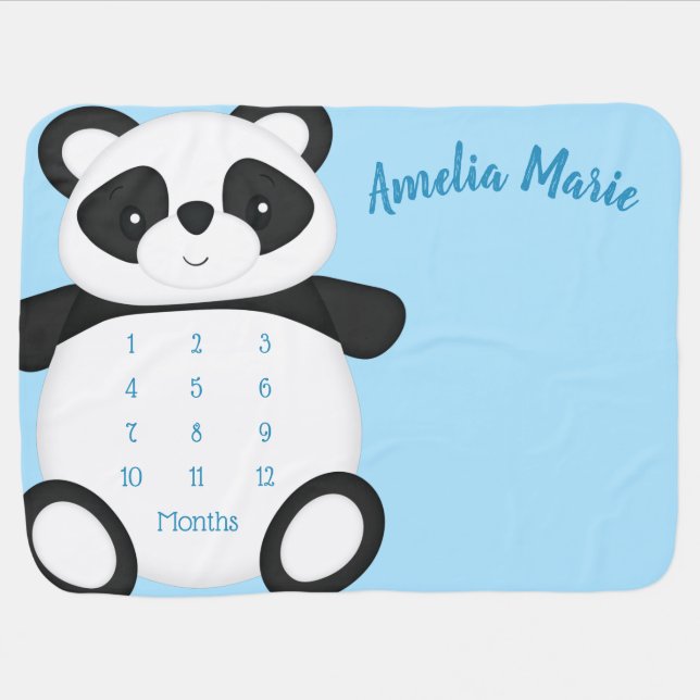 Panda Bear Baby Shower Blanket (Horizontal)
