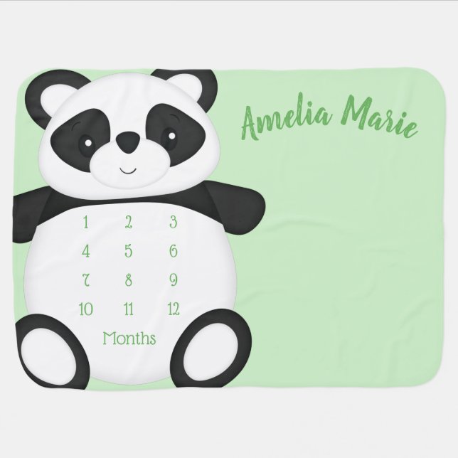 Panda Bear Baby Shower Blanket (Horizontal)