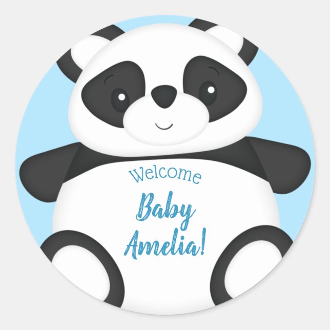 Panda Bear Baby Shower Classic Round Sticker (Front)
