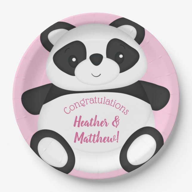 Panda Bear Baby Shower Paper Plates (Front)
