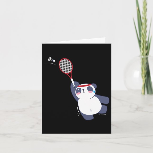 Panda Bear Badminton Player Singles Doubles Ace An Card (Front)