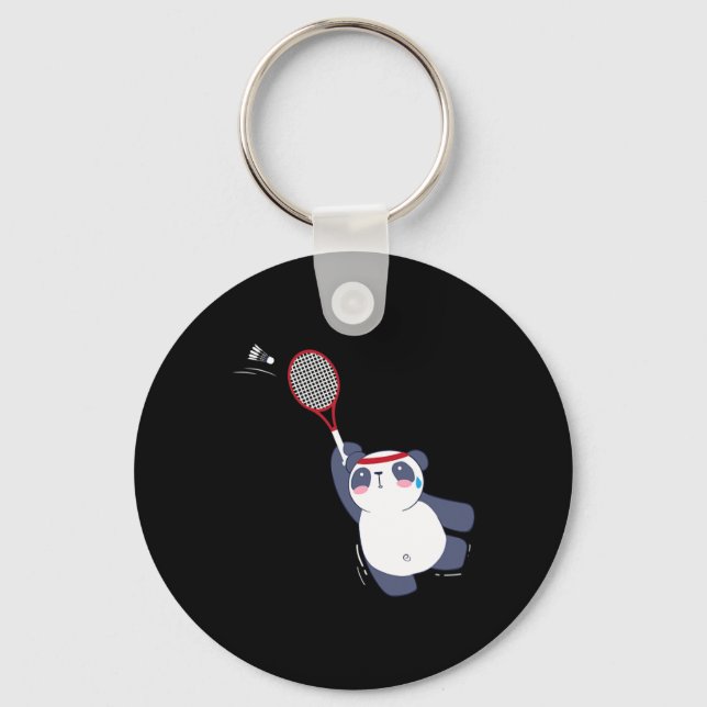 Panda Bear Badminton Player Singles Doubles Ace An Keychain (Front)