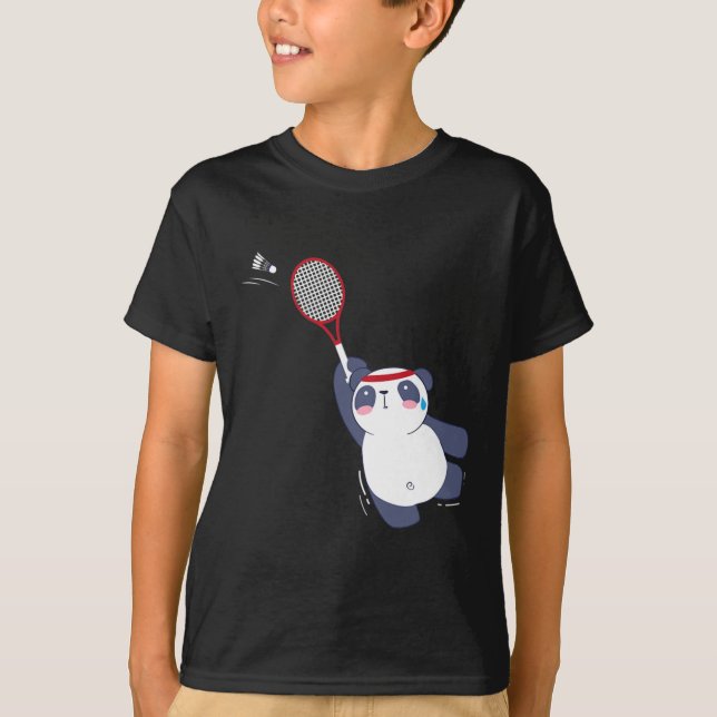 Panda Bear Badminton Player Singles Doubles Ace An T-Shirt (Front)