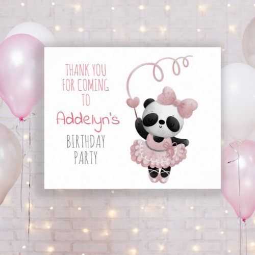 Panda Bear Ballerina Birthday Party Thank You Poster