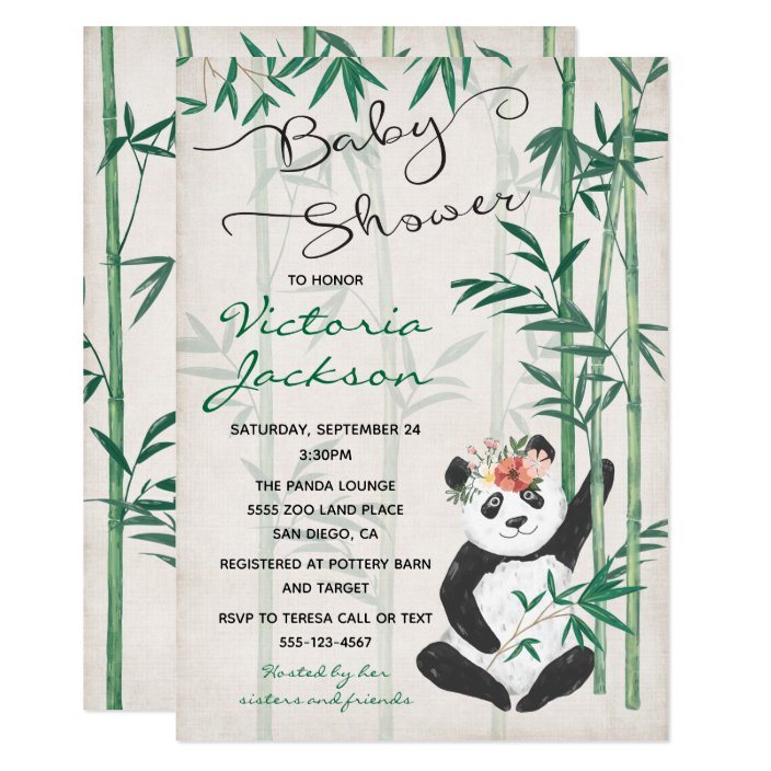 panda bear baby shower invitations