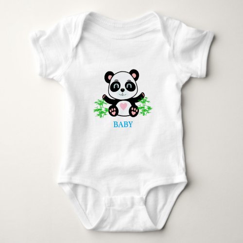 Panda Bear  Bamboo Plants Baby Bodysuit