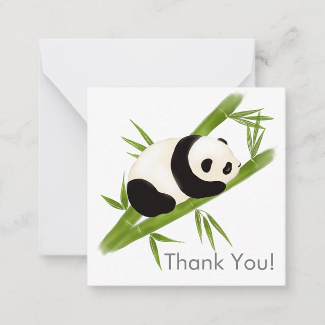 Panda Bear Bamboo Tree Thank You Note card (Front)