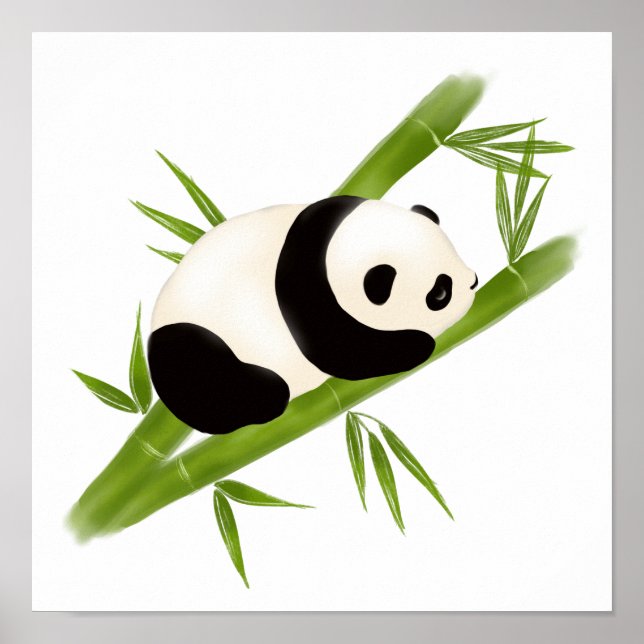 Panda Bear Bamboo Trees Poster Print (Front)