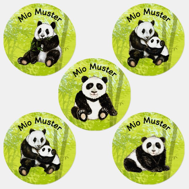 Panda Bear Bamboo | Waterproof labels for children (Group)