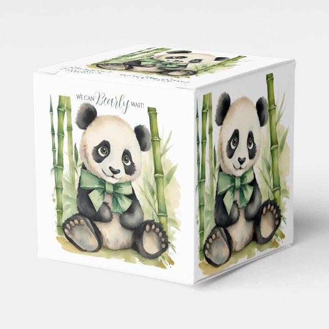 Panda Bear Bearly Wait Baby Shower Favor Box (Front Side)