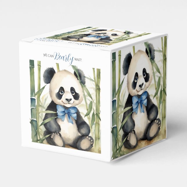 Panda Bear Bearly Wait Boy Baby Shower Favor Box (Front Side)