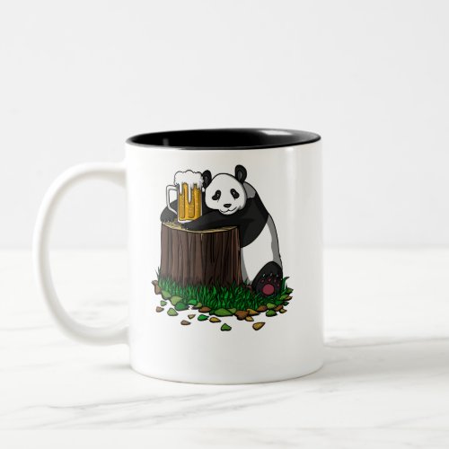 Panda Bear Beer Drinking Party Funny Animal Two_Tone Coffee Mug