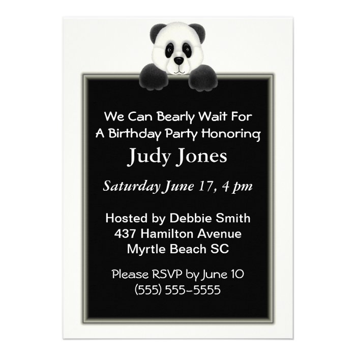 Panda Bear Birthday  Invitation