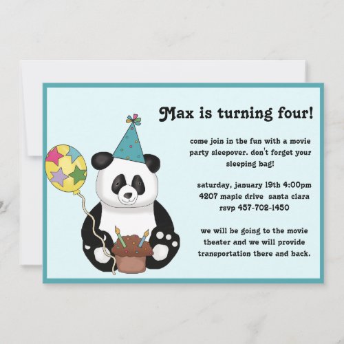 Panda Bear Birthday Invitation