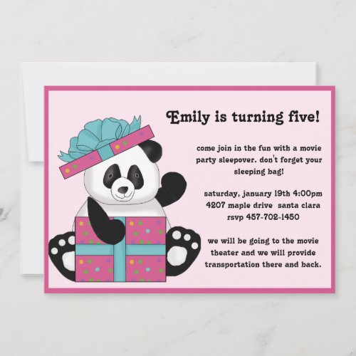 Panda Bear Birthday Invitation
