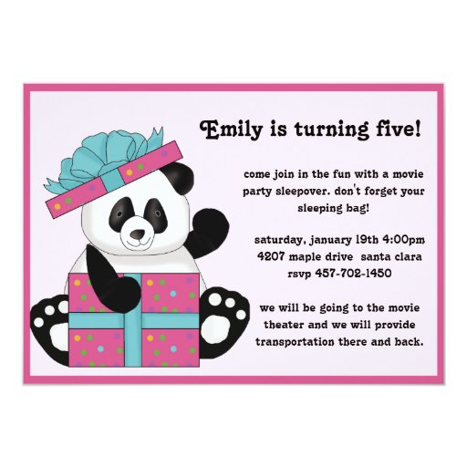 Panda Bear Birthday Party Invitations 9