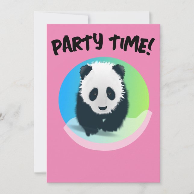 PANDA BEAR BIRTHDAY PARTY CUSTOM INVITATIONS (Front)
