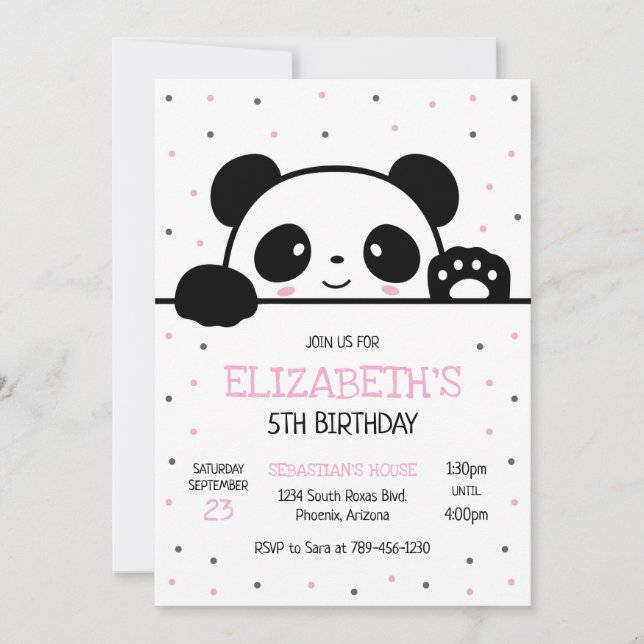 Panda Bear Birthday Party Invitation (Front)