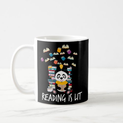 Panda Bear Bookworm Reading Is Lit Book Nerd  Coffee Mug