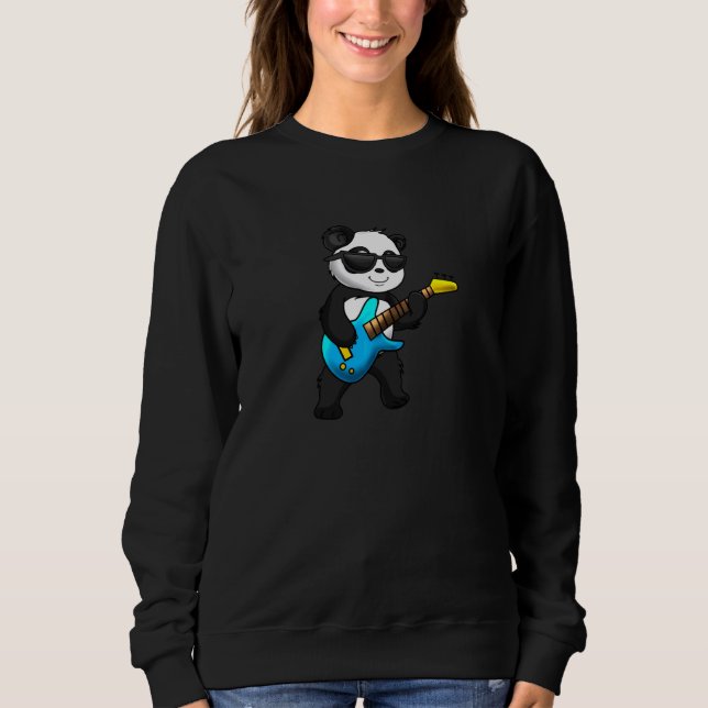Panda Bear Boy Guitar Love Awesome Funny Sweatshirt (Front)