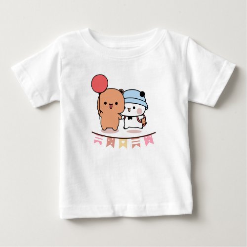 PANDA BEAR bubu and dudu hugs love balloon Baby T_Shirt
