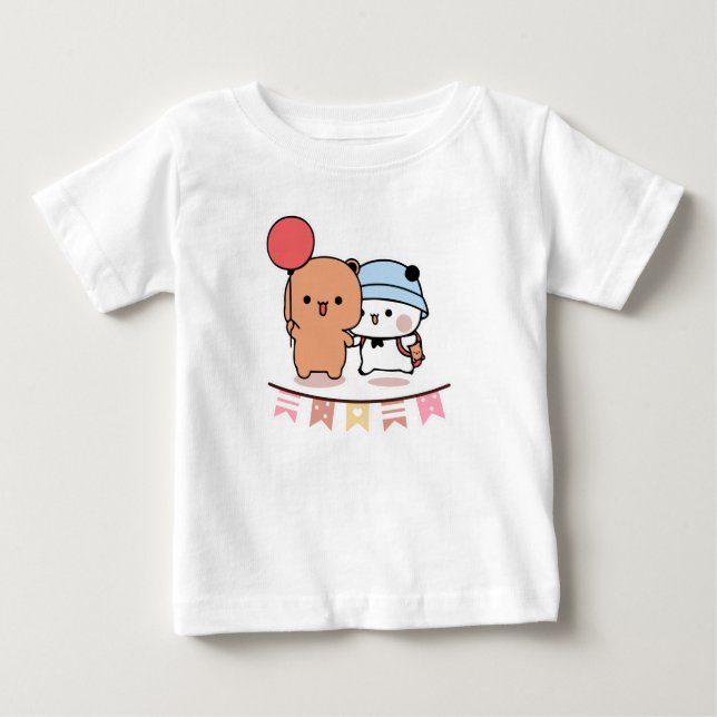 PANDA BEAR, bubu and dudu hugs love balloon Baby T-Shirt (Front)