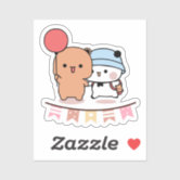 new bear and panda bubu dudu couple sticker