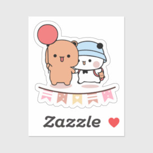PANDA BEAR, bubu and dudu hugs love balloon KAWAII Sticker