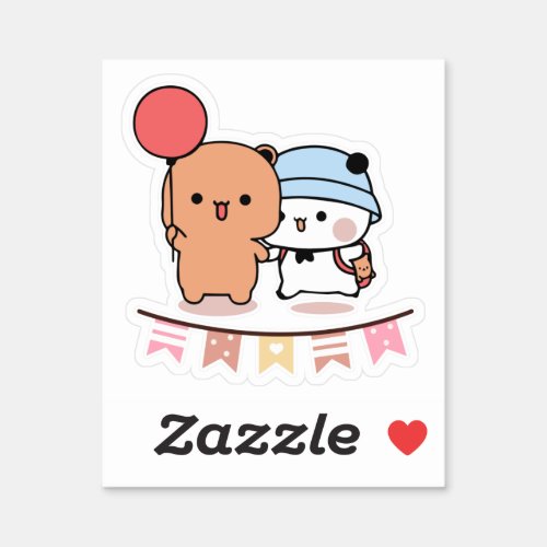 PANDA BEAR bubu and dudu hugs love balloon KAWAII Sticker