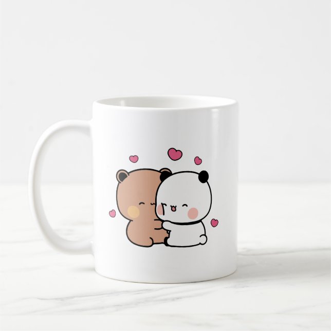 Panda bear, bubu and dudu hugs love coffee mug (Left)