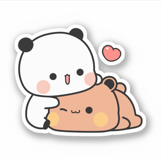 Panda bear, bubu and dudu hugs love sticker (Front)