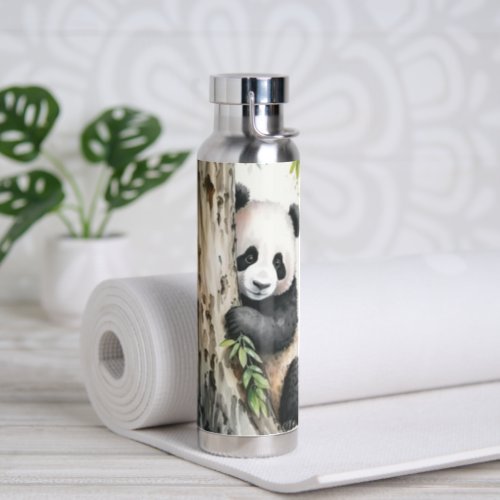 Panda Bear By Tree Water Bottle