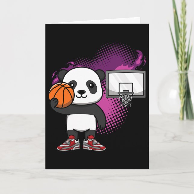 Panda Bear Bysketbyll Player Animal Lover Hoops Dr Card (Front)