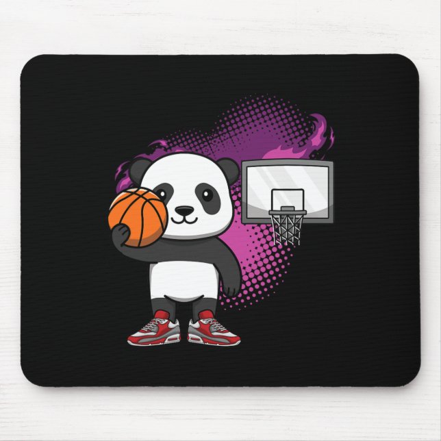 Panda Bear Bysketbyll Player Animal Lover Hoops Dr Mouse Pad (Front)