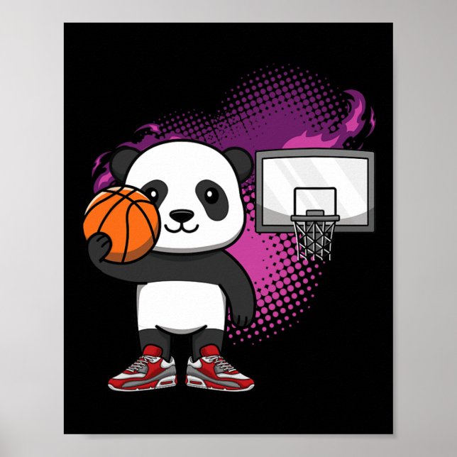 Panda Bear Bysketbyll Player Animal Lover Hoops Dr Poster (Front)