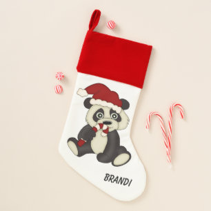 Panda Bear Candy Cane Christmas Stocking