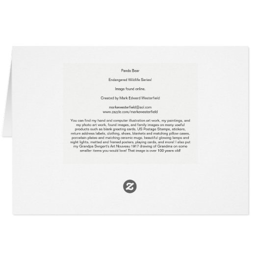 Panda Bear Cards (Back Horizontal)